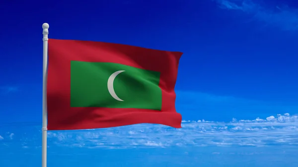 Maldivler Cumhuriyeti Ulusal Bayrağı Rüzgarda Sallanıyor Görüntüleme Cgi Illüstrasyonu — Stok fotoğraf