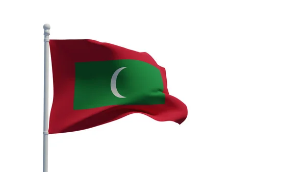 Maldivler Cumhuriyeti Ulusal Bayrağı Rüzgarda Sallanıyor Görüntüleme Cgi Illüstrasyonu — Stok fotoğraf
