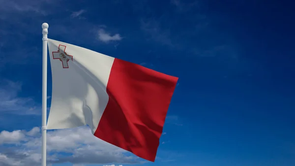 Republiek Malta Nationale Vlag Wapperend Wind Weergave Cgi Illustratie — Stockfoto