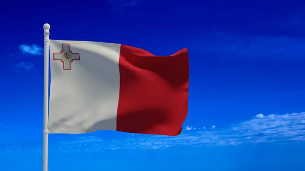 Republiek Malta Nationale Vlag Wapperend Wind Weergave Cgi Illustratie — Stockfoto