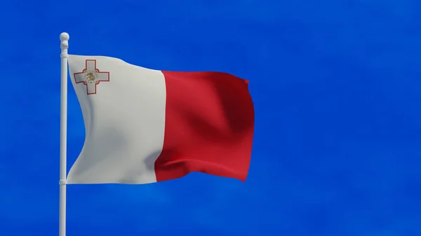 马耳他国旗 在风中飘扬 3D渲染 Cgi说明 — 图库照片