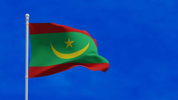 Moritanya Slam Cumhuriyeti Ulusal Bayrağı Rüzgarda Sallanıyor Görüntüleme Cgi Illüstrasyonu — Stok fotoğraf