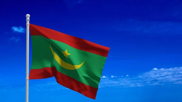 Moritanya Slam Cumhuriyeti Ulusal Bayrağı Rüzgarda Sallanıyor Görüntüleme Cgi Illüstrasyonu — Stok fotoğraf