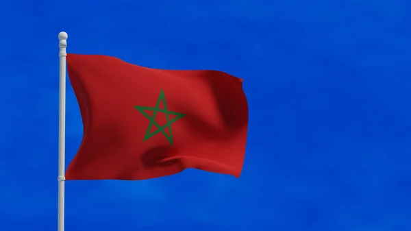Bandeira Nacional Reino Marrocos Acenando Vento Renderização Ilustração Cgi — Fotografia de Stock