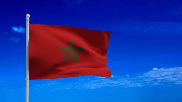 Bandiera Nazionale Del Regno Del Marocco Sventola Nel Vento Rendering — Foto Stock