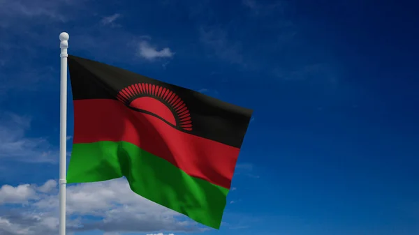 Republiek Malawi Nationale Vlag Zwaaiend Wind Weergave Cgi Illustratie — Stockfoto