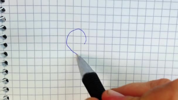 Draw Heart Ballpoint Pen Paper Notebook — Stock Video