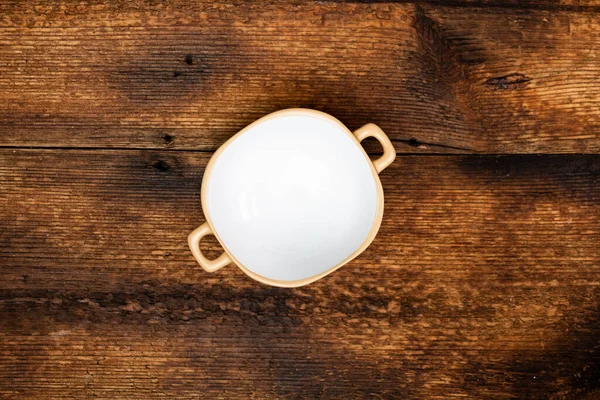 Empty Soup Bowl Dark Wooden Background Food Concept — Foto Stock