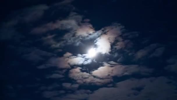 Lua Brilhante Céu Nuvens Movimento Timelapse Vista Céu Noturno — Vídeo de Stock