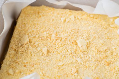 Napolyon keki yüzeye yakın çekim. Tatlı yemek..