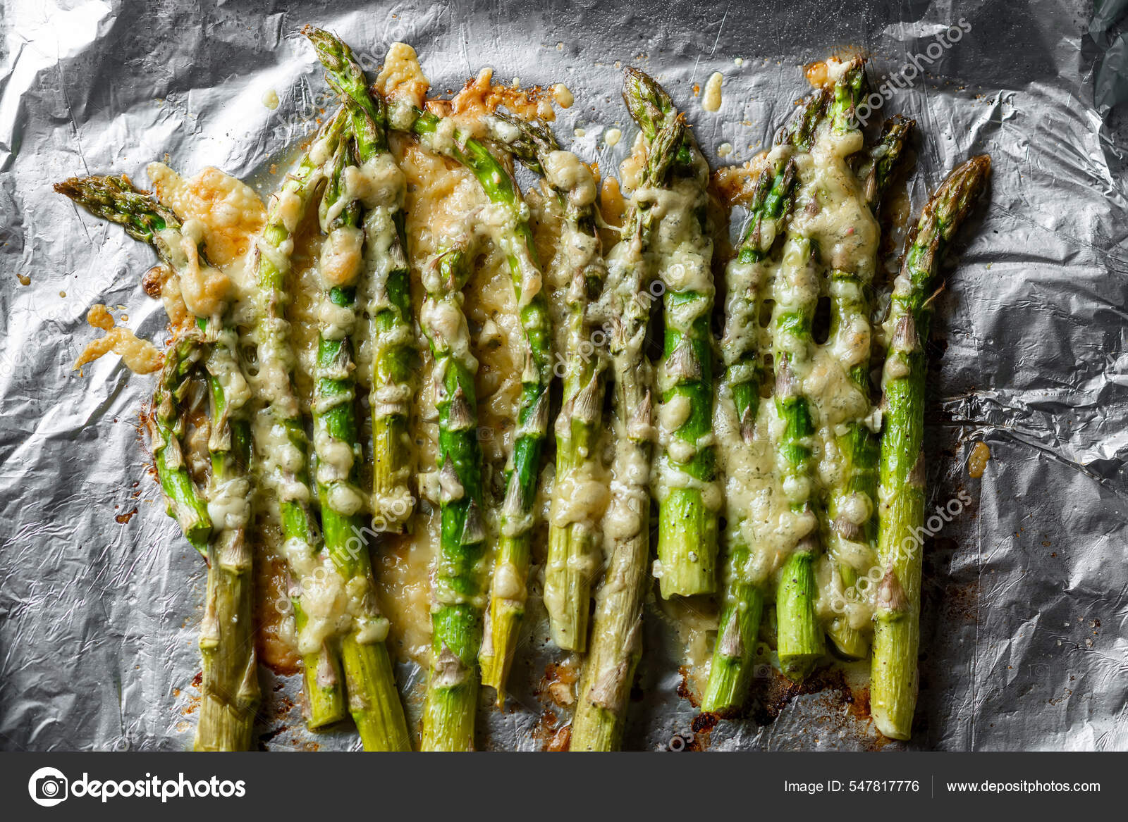 Asparagus Baked Cheese Baking Sheet Vegetarian Food Healthy Food Stock