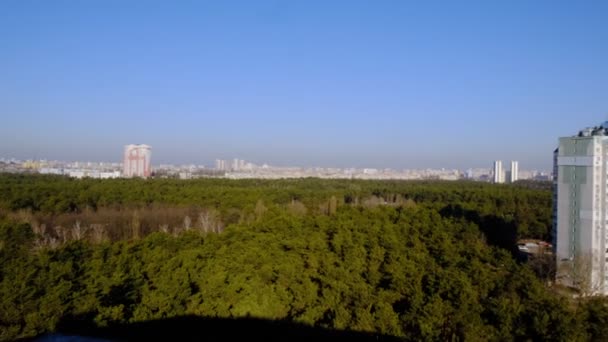 Panorama Cidade Kiev Árvores Verdes Vista Arranha Céu — Vídeo de Stock