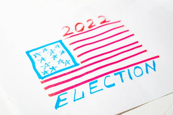 Verkiezing 2022 Usa Concept Getrokken Vlag Van Verenigde Staten Inscriptie — Stockfoto