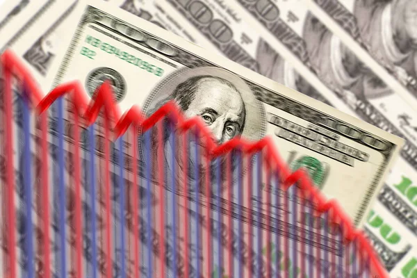 Economic Crisis Inflation Dollar Backdrop Declining Chart Falling Exchange Rates — Stock Photo, Image