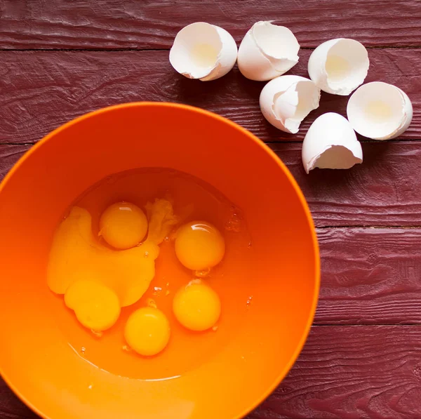 Ingredientes Para Assar Ovos Quebrados Farinha — Fotografia de Stock