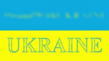 Ukrayna 'da kal. Ukrayna bayrağında bir yazı beliriyor. Ukrayna 'ya vatansever destek.