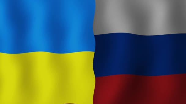 Krieg Zwischen Der Ukraine Und Russland Flagge Der Ukraine Und — Stockvideo