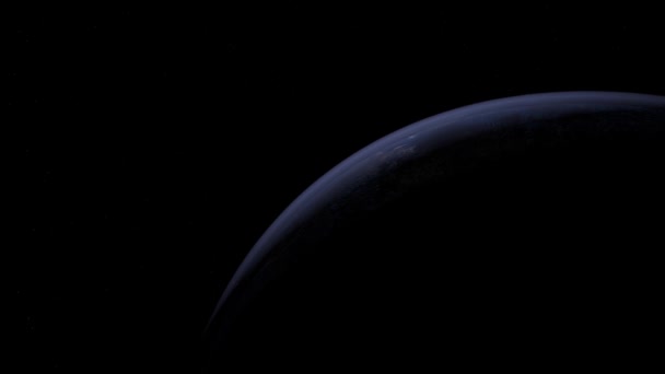Úsvit Abstraktní Planetě Vesmíru Modrý Povrch Ozářen Sluncem — Stock video