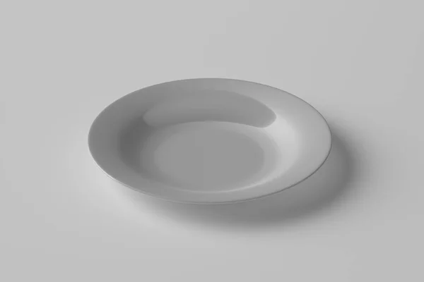 Λευκό Πιάτο Λευκό Φόντο Πλευρική Άποψη Εικονογράφηση — Φωτογραφία Αρχείου