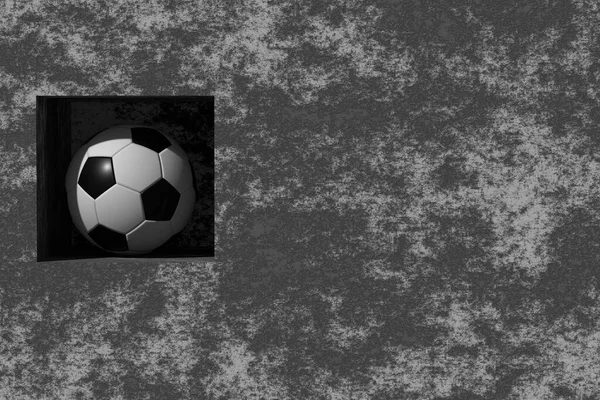 Fotbalový Míč Betonové Stěně Minimalismus Místo Pro Text Vykreslení — Stock fotografie