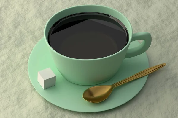 Grüne Tasse Mit Tee Auf Hellem Hintergrund Renderer — Stockfoto