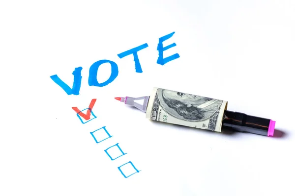 Buying Votes Voters Concept Vote Dollars White Background — Stock Photo, Image