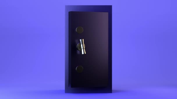 保险柜用黄金打开 紫色背景 安全概念 3D渲染 — 图库视频影像