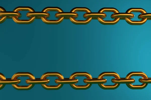 Golden Chain Frame Turquoise Background Place Text Render — Foto Stock