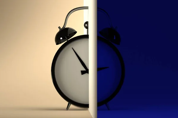 Circadian Rhythm Concept Alarm Clock Divided Two Parts Day Night — Photo