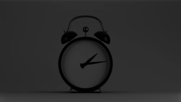 闹钟在夜间报时 在早晨响铃 白色背景 该睡觉了生物睡眠钟的概念 3D渲染 — 图库视频影像