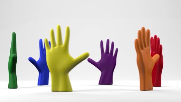 褐色的手掌在白色的背景上旋转着 Lgbt文化概念 3D渲染 — 图库视频影像