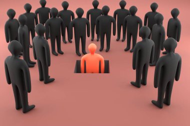 Kültürü iptal et. Zorbalık, görmezden gelmek, toplumu boykot etmek, ifade özgürlüğü yasağı. Birçok insan figürü birini iptal eder. 3 Boyutlu Hazırlama