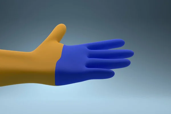 Hand Hand Den Farben Der Ukrainischen Flagge Auf Türkisfarbenem Hintergrund — Stockfoto