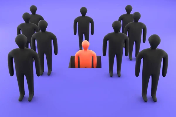 Kültürü, konuşma özgürlüğünü iptal et. Birçok insan figürü birini iptal eder. Kabadayılık, görmezden gelmek, toplumu boykot etmek. 3 Boyutlu Hazırlama