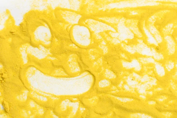 Smile Drawn Yellow Sand White Background — 스톡 사진
