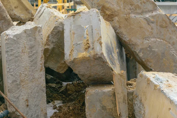 Discarded Concrete Blocks Building Debris Construction Site — Foto de Stock