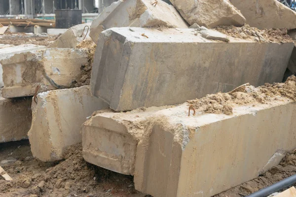 Discarded Concrete Blocks Building Debris Construction Site — Foto de Stock