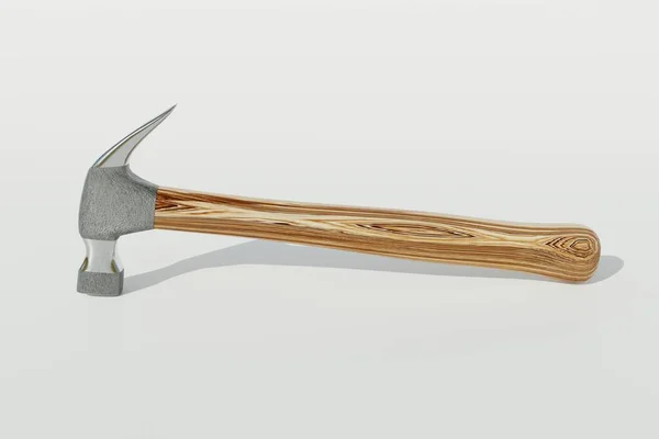 Steel Hammer Wooden Handle White Background Carpenter Hammer Nail Puller — Foto Stock