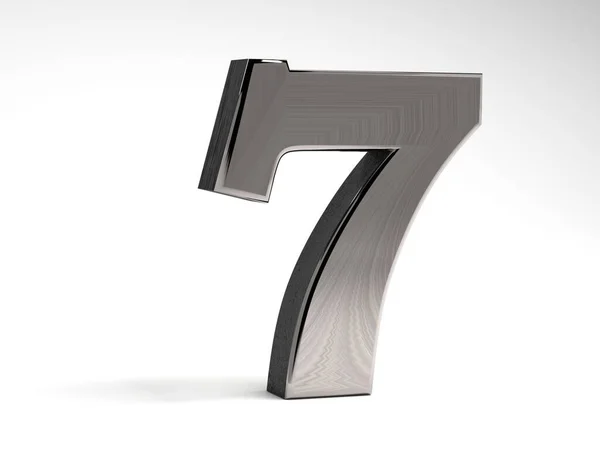 Número Siete Acero Sobre Fondo Blanco Figura Volumétrica Metal Renderizado — Foto de Stock