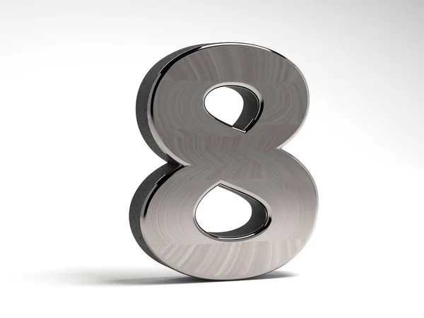Number Eight Made Steel White Background Metal Volumetric Figure Render — Φωτογραφία Αρχείου