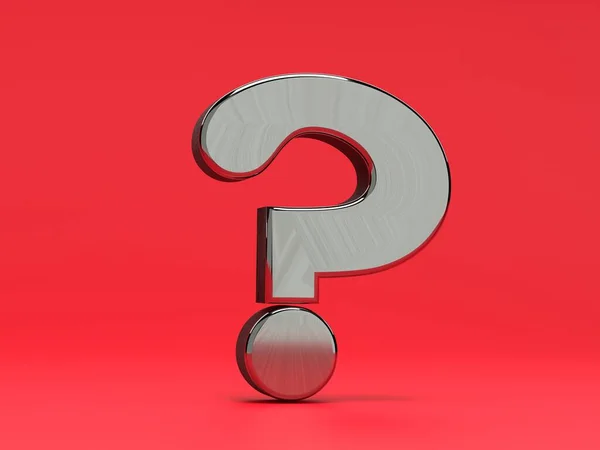 Question Mark Made Steel White Background Render — Zdjęcie stockowe