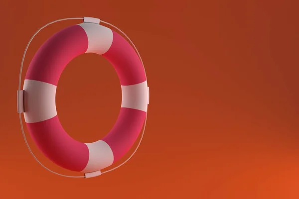 Lifebuoy Orange Background Place Text Render — Φωτογραφία Αρχείου