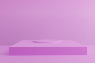 Boş alanı olan bir gösteri. Mor kaide ya da podyum. 3 Boyutlu Hazırlama.