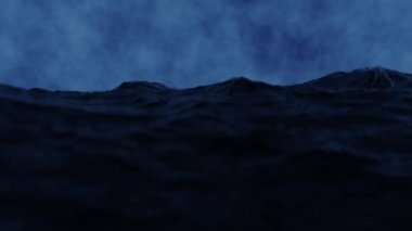 Denizde ya da okyanusta bir fırtınada can simidi. Büyük dalgalar, kötü hava. Kurtarma..