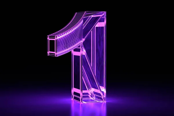 Néon Lumineux Volumétrique Numéro Violet Design Numérique Rendu — Photo