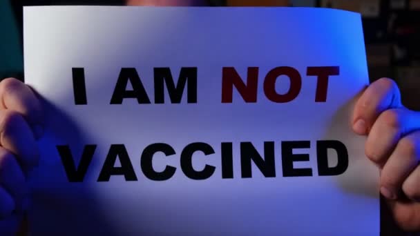 Nejsem Očkovaný Nápis Kusu Papíru Vax Koncept Kampaně — Stock video