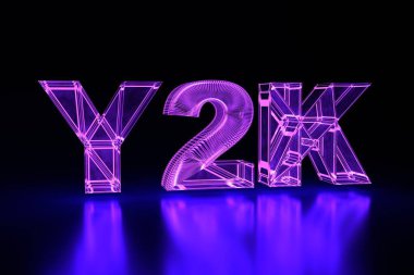 2000 dolar. İkinci milenyumun yılları. Kısaltma. Kırmızıyla parlayan metin. 3d hazırlayıcı
