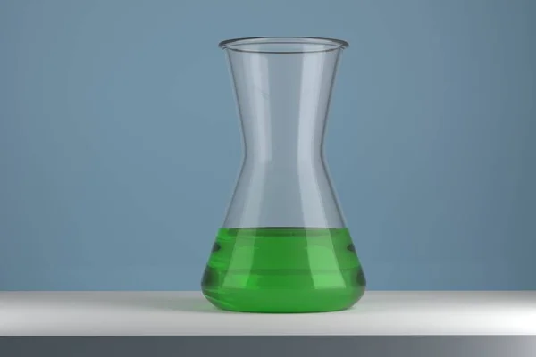 Chemiebehälter Mit Grüner Flüssigkeit Chemische Experimente Labor Bakteriologie Darstellung — Stockfoto