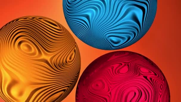 Colored Balls Spinning Moving Surfaces Balls Waves Orange Background Abstract — 비디오