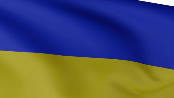 Drapeau Ukraine Flotte Sur Fond Blanc Gros Plan Rendu — Video